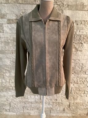 Vintage Classic Directions suede and knit bomber jacket